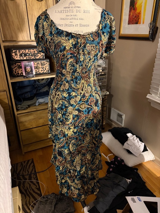 Seven Islands Dresses & Skirts - Teal Paisley Ruffle Maxi Dress - Medium
